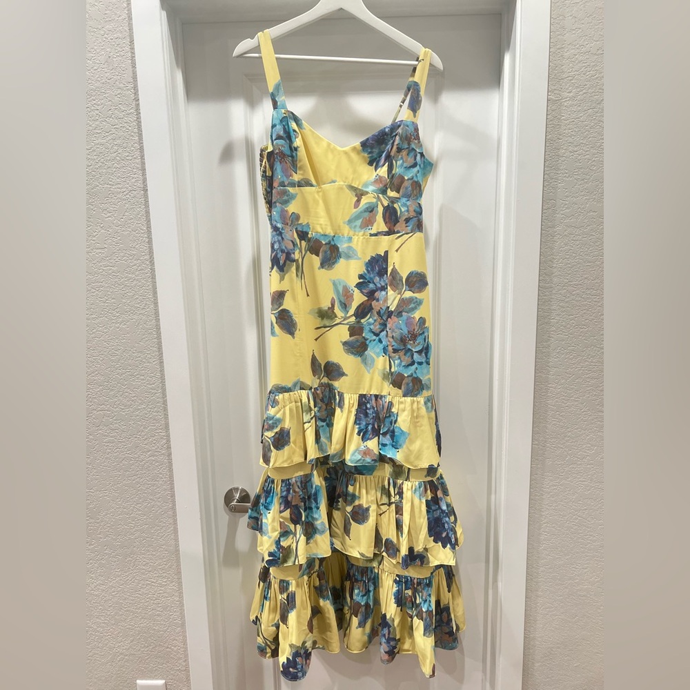 Abercrombie & Fitch Floral Yellow and Blue Women's Dress SIZE Large Petite